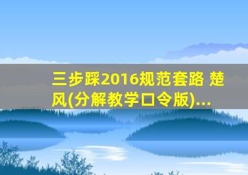 三步踩2016规范套路 楚风(分解教学口令版)...